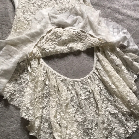 Free People Sheer White Lace Cut Out Tank - Picture 5 of 8